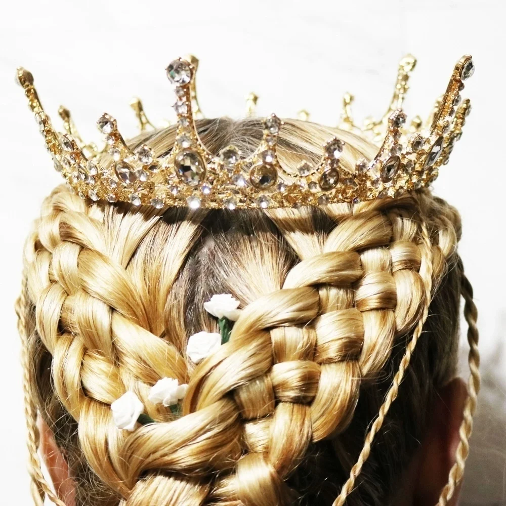 ⚜️ IMPERIAL BEJEWELED CLEAR CRYSTAL GOLD CROWN